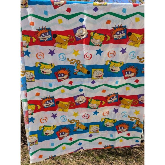 Vintage 1997 Nickelodeon Rugrats Twin Flat Bed Sheet Springs Tommy Angelica - Picture 9 of 9